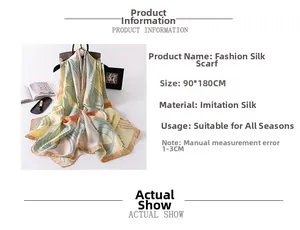 Detail view of large silk scarf showing 90x180cm size and abstract texture pattern