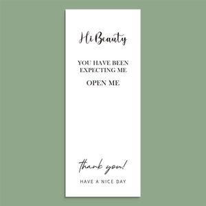 Minimalist white rectangular thank you card for package inserts with elegant black font