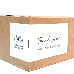White rectangular adhesive gift box seal labels with Thank You message for packaging