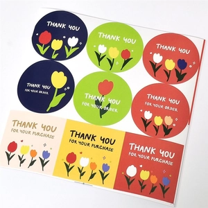 90pcs Tulip flower stickers set with Thank You message for scrapbooking and packaging