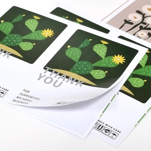 50pcs Cactus Thank You stickers with floral design for small business gift packaging