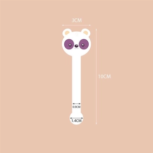 Detailed size chart of a cute cartoon panda silicone cable tie with 10cm total length