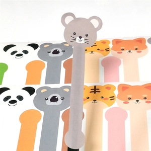 Cartoon animal long stickers set with mouse and panda designs for bakery box sealing