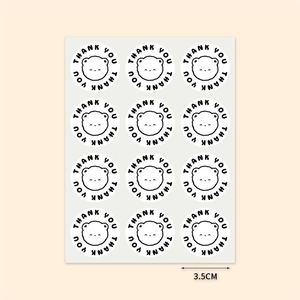 Set of 12 cute cartoon bear Thank You round stickers for gift packaging and sealing