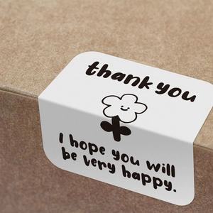 Cute weather square sticker labels for gift box sealing with hand-drawn floral design