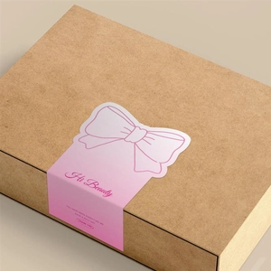 Sealing Stickers Pink Gradient Bow Shape Adhesive Labels For Gift Packaging Baking Box Decor Stationery Coated Paper