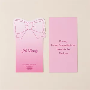 Pink gradient thank you cards with bow design for gift packaging and bakery box sealing