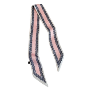 Sciarpa sottile retrò francese rosa chiaro con motivi in pizzo vintage per donne