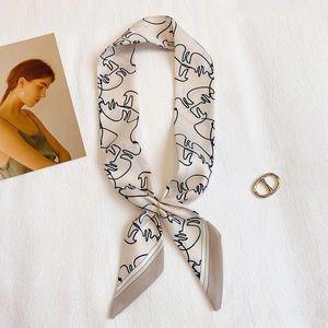 Mode Schmaler Schal Polyester Satinnimitat Abstrakter Druck Lang Schmal Haarband Tasche Band Damen Elegant Halstuch