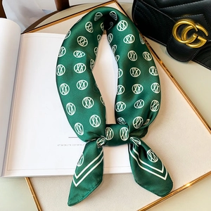 Women Satin Like Satin Square Scarf Geometric Print Fashion Neck Tie Hair Band Elegant Wrap Accessory