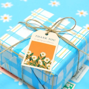 50pcs Daisy Flower Thank You Gift Tags with 10m Jute Twine for Gift Wrapping Decor