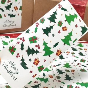 50pcs Red Merry Christmas rectangular stickers for holiday gift box and package sealing
