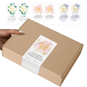 Thank You Stickers Rectangular Coated Paper Self Adhesive Labels Watercolor Green Leaves Floral For Bakery Gift Box Seal