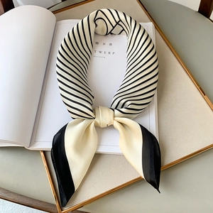 Striped Satin Faux Satin Square Scarf Elegant Professional Neck Scarf Lightweight Decorative Head Scarf For Women
