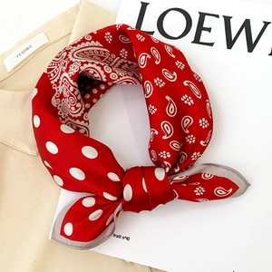 Foulard Carré En Satin De Mûrier Paisley Polka Dot Pied-De-Poule Élégant Pour Cou Tête Cheveux Accessoire De Mode