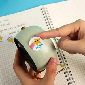 Round colorful reward stickers with cartoon star and You Did It slogan for kids