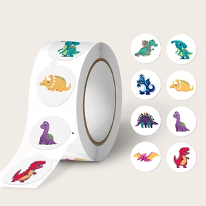 Cartoon Dinosaurier Runde Aufkleber Dekorative Rollenetiketten Für Kinder Schulbelohnungen Geschenkversiegelung Schreibwaren Scrapbooking