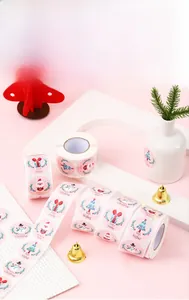 Detail of cartoon snowman Merry Christmas gift seal labels for holiday packaging