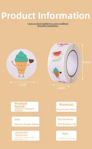 Détail des autocollants de récompense de 2,5 cm pour enfants avec 4 motifs, rouleau de 500