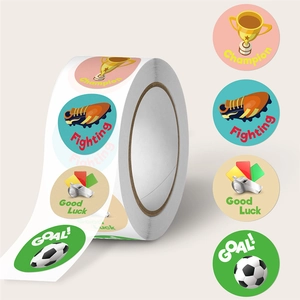 Soccer Football Motivational Reward Stickers Circular Adhesive Labels For Students Teachers School Supplies Stationery Decor