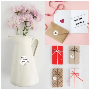 Adesivi floreali Thank You per scatole regalo, sigilli per buste e decorazioni eleganti