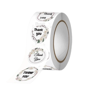Rotolo di adesivi Thank You floreali per confezioni regalo e sigilli decorativi eleganti