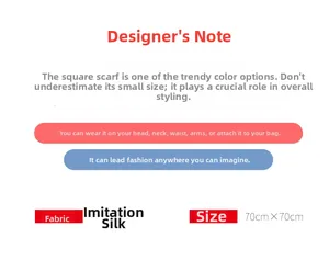 Detailed specifications of the 70cm x 70cm imitation silk square neck scarf material