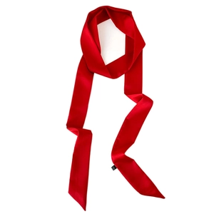 Solid vibrant red silk skinny scarf for hair, neck, or handbag handle decoration