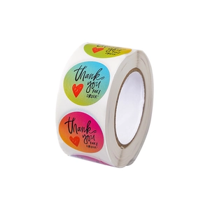 Rolle mit regenbogenfarbenen Thank You Stickern für Geschenkverpackungen und Versand