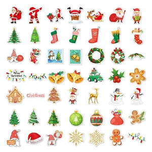 Detailed collection of holographic Christmas stickers featuring Santa and festive icons