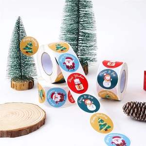 Christmas snowman and Santa Claus roll labels for holiday gift sealing and decoration