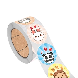 Rolle mit Cartoon-Tier-Belohnungsaufklebern für Kinder mit Löwen- und Pandamotiven