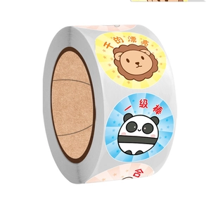 Rolle mit Cartoon-Tier-Belohnungsaufklebern für Kinder mit Löwen- und Pandamotiven