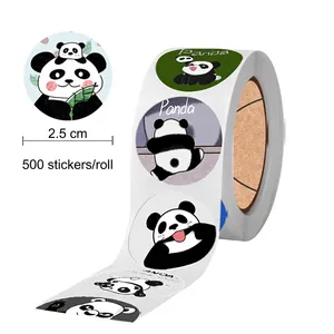 500pcs roll of cute 2.5cm round panda reward stickers for kids and teacher use