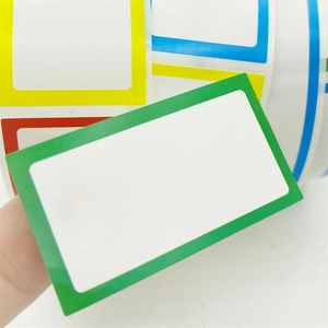 Detail of multi-color border self-adhesive labels for organization and marking