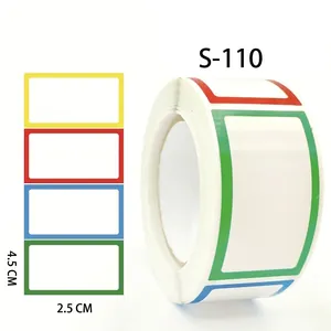 Blank Label Stickers Colorful Border Self-Adhesive Rectangular For Kitchen Spice Jar Office Classification Marking