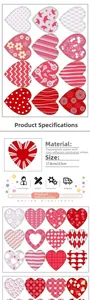 Macro view showing floral heart-shaped stickers with dimensions of 17.8cm by 13.5cm