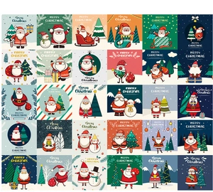 Lot de 30 cartes de vœux de Noël avec illustrations de Père Noël et bonshommes de neige