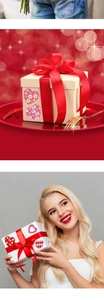 Floral and checkered heart stickers decorating gift boxes for Valentine's Day wrap