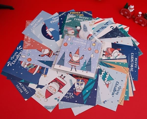 Détail de cartes de vœux de Noël avec illustrations du Père Noël et de bonhommes de neige