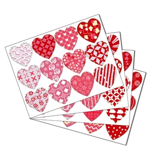 Heart Shaped Stickers Coated Paper Adhesive Valentine Day Gift Envelope Sealing DIY Scrapbooking Multicolored Patterns