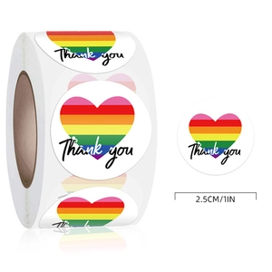 Thank You Aufkleber Herz Regenbogen Muster Haftpapier Für Geschenkverpackung Umschlagversiegelung Valentinstag Deko Etiketten