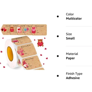 500pcs Valentine's Day heart stickers roll with gift tags on kraft paper roll