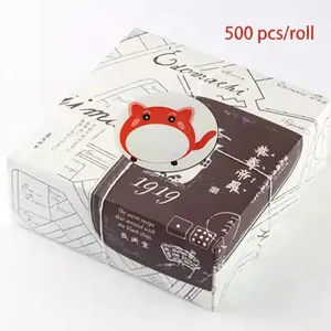 Round cartoon red panda decorative stickers 500pcs per roll on vintage gift box packaging