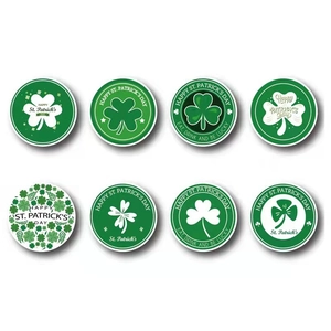 Set of 8 St. Patrick's Day shamrock gift tags with various green clover designs