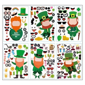 St Patrick's Day Leprechaun DIY Puzzle Stickers For Kids Shamrock Gold Coin Rainbow Clover Pattern Festive Decoration Stickers
