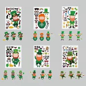 DIY St. Patrick's Day leprechaun sticker sheets with assorted festive accessories