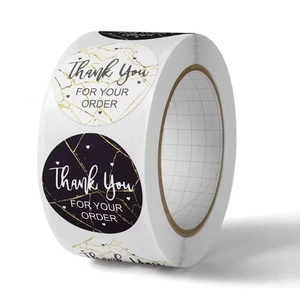 Thank You For Your Order Stickers Round Marble Pattern Golden Texture Business Package Sealing Labels Gift Wrapping Seals