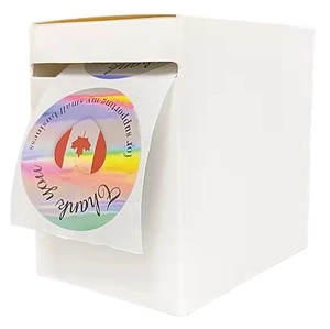 Distributeur blanc avec autocollants de remerciement irisés feuille d'érable cœur