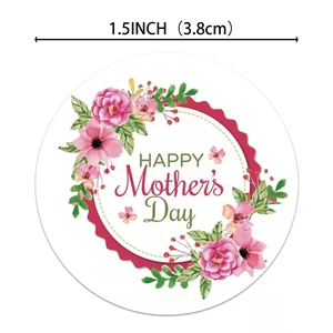 Rotolo di adesivi floreali da 1,5 pollici con scritta Happy Mother's Day per regali
